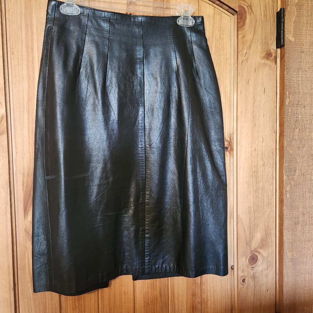 Soft Black Leather Skirt, Size 9/10